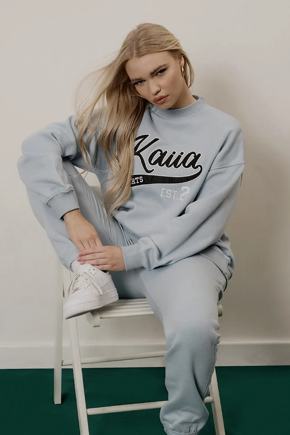 Varsity Embroidery Sweatshirt Ice Blue sold by Public Desire