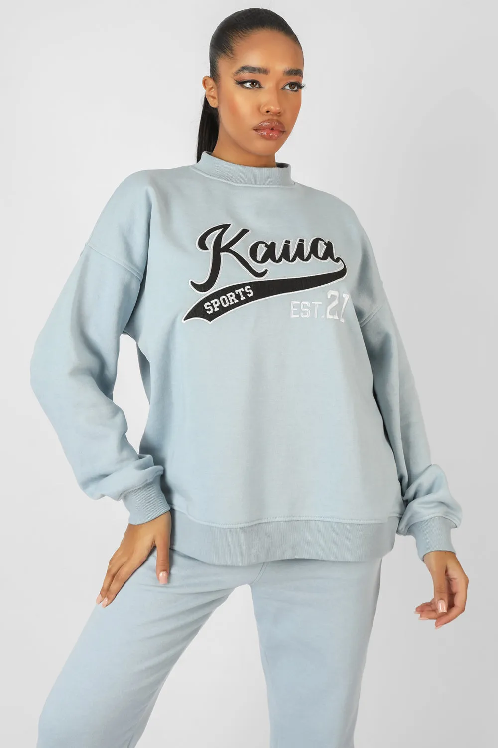 Varsity Embroidery Sweatshirt Ice Blue sold by Public Desire product image thumbnail 2