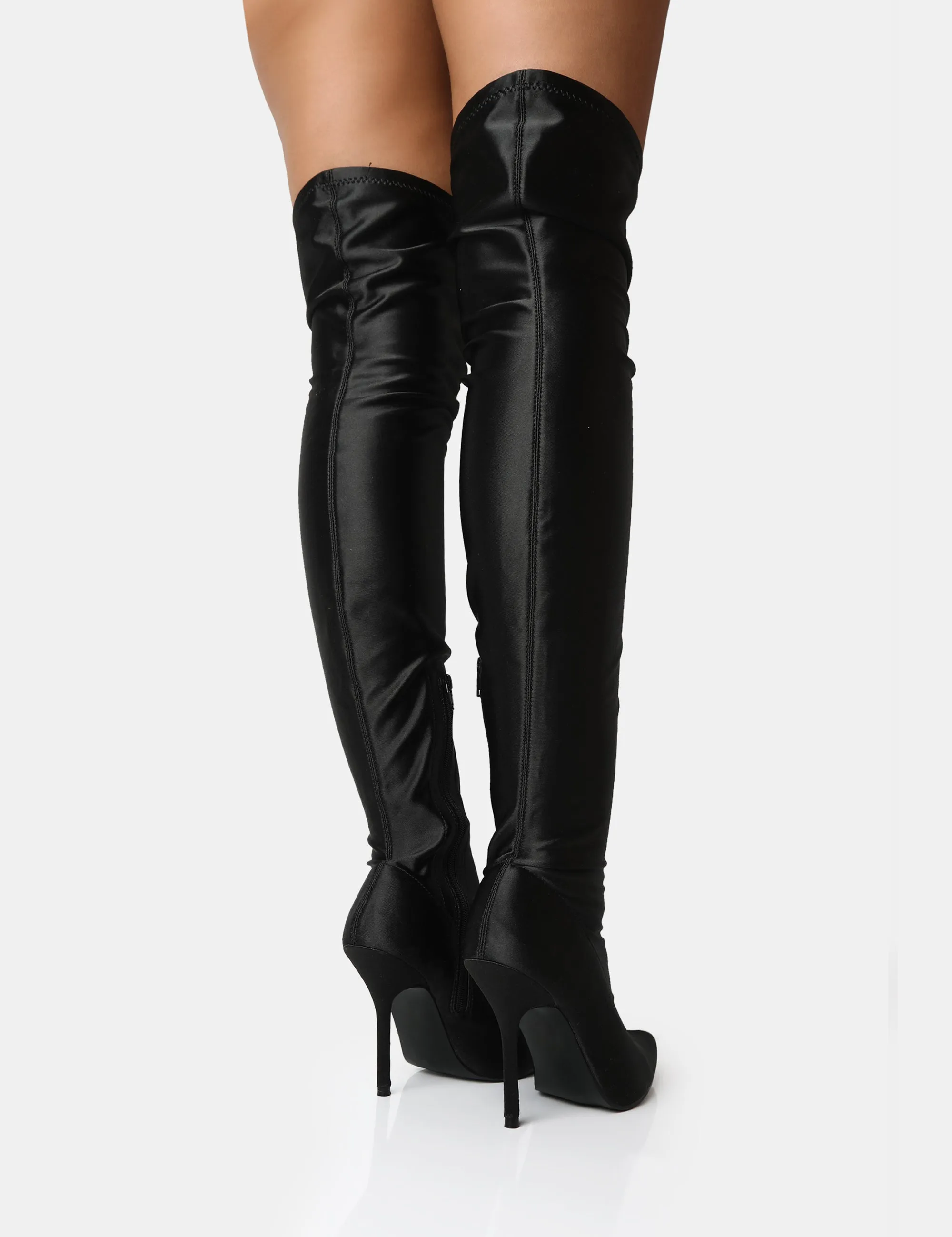 Instinct Black Lycra Pointed Toe Stiletto Over The Knee Boots sold by Public Desire product image thumbnail 3
