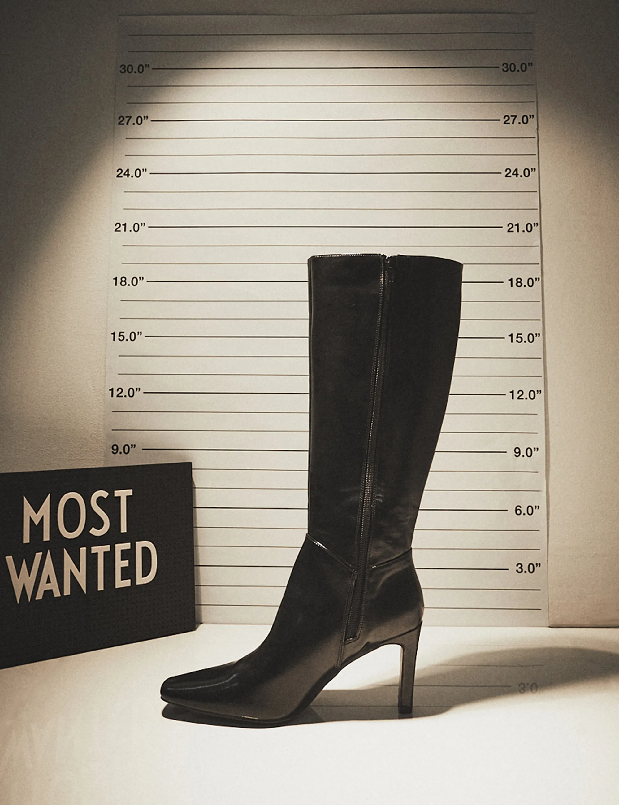 Pose Black Textured Pu Zip Up Knee High Slim Block Heeled Boots sold by Public Desire product image thumbnail 4