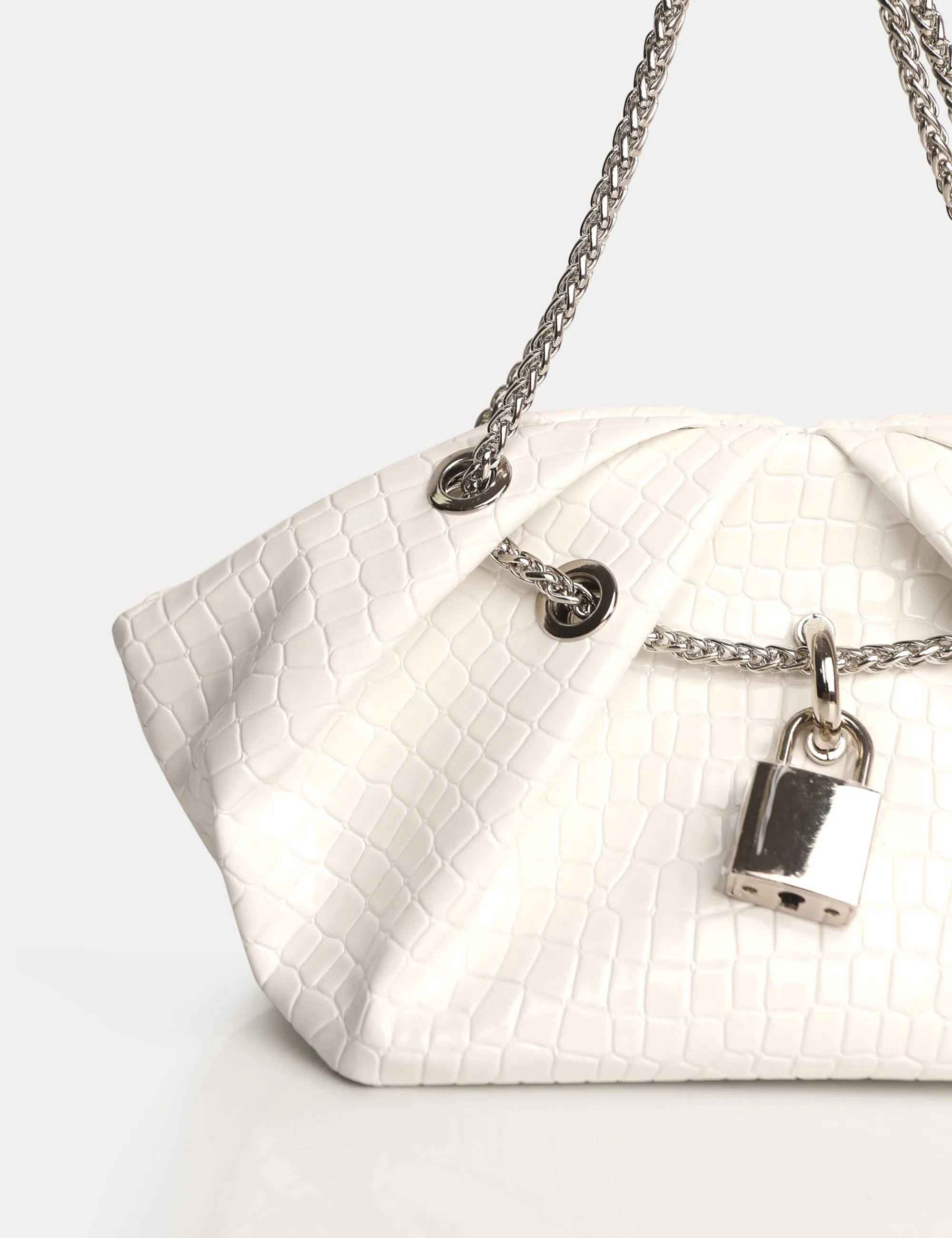 The Barbie White Croc Lock and Chain Mini Bag sold by Public Desire product image thumbnail 3