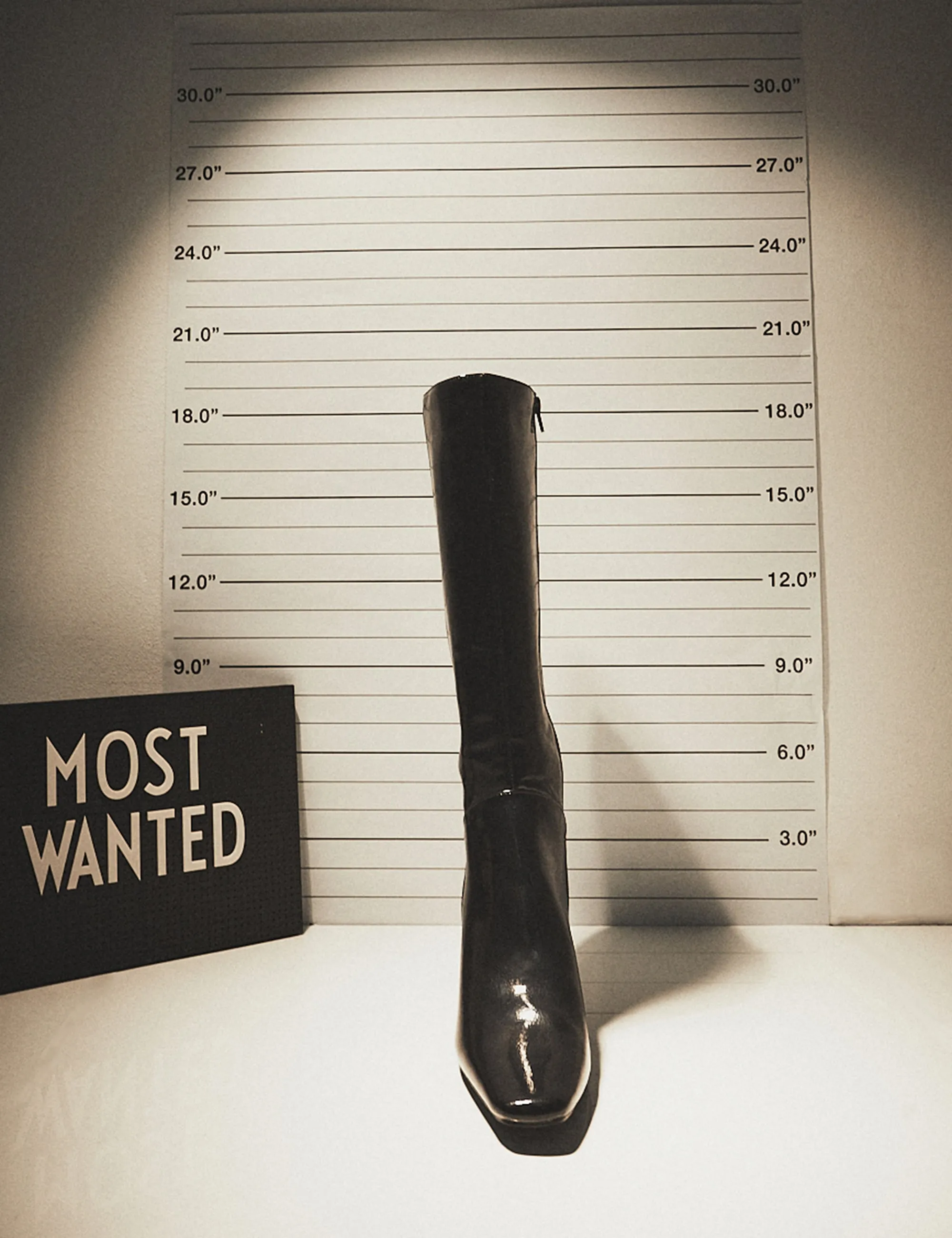 Pose Black Textured Pu Zip Up Knee High Slim Block Heeled Boots sold by Public Desire product image thumbnail 3