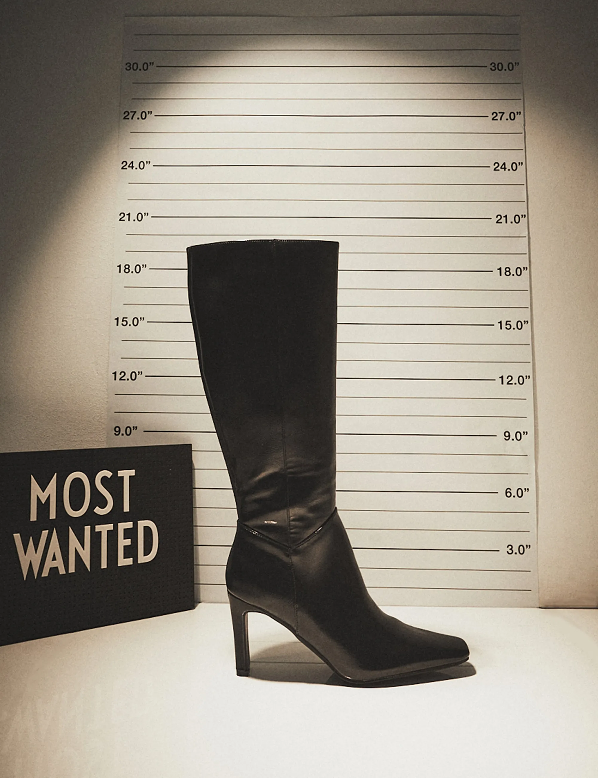 Pose Black Textured Pu Zip Up Knee High Slim Block Heeled Boots sold by Public Desire product image thumbnail 2