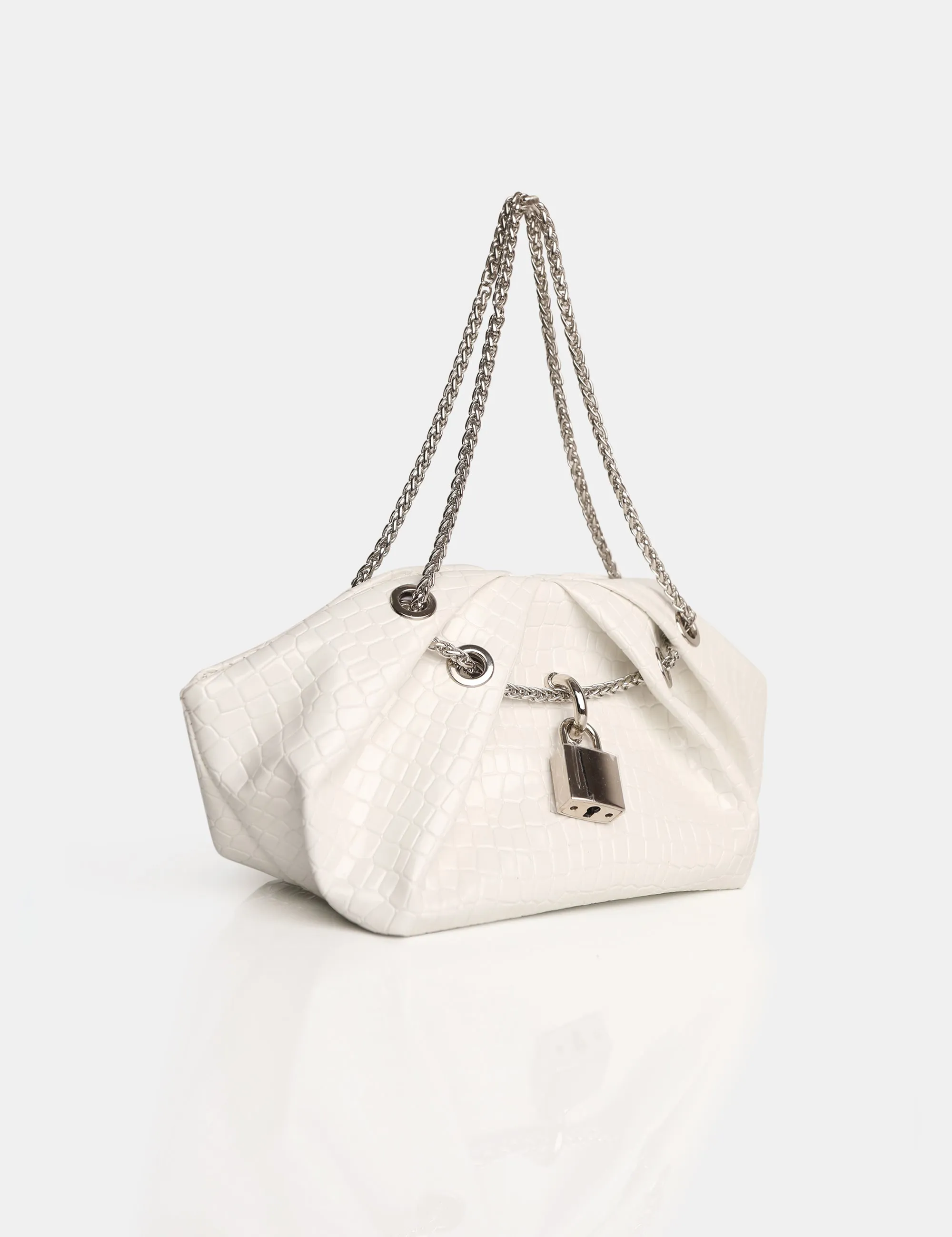 The Barbie White Croc Lock and Chain Mini Bag sold by Public Desire product image thumbnail 2