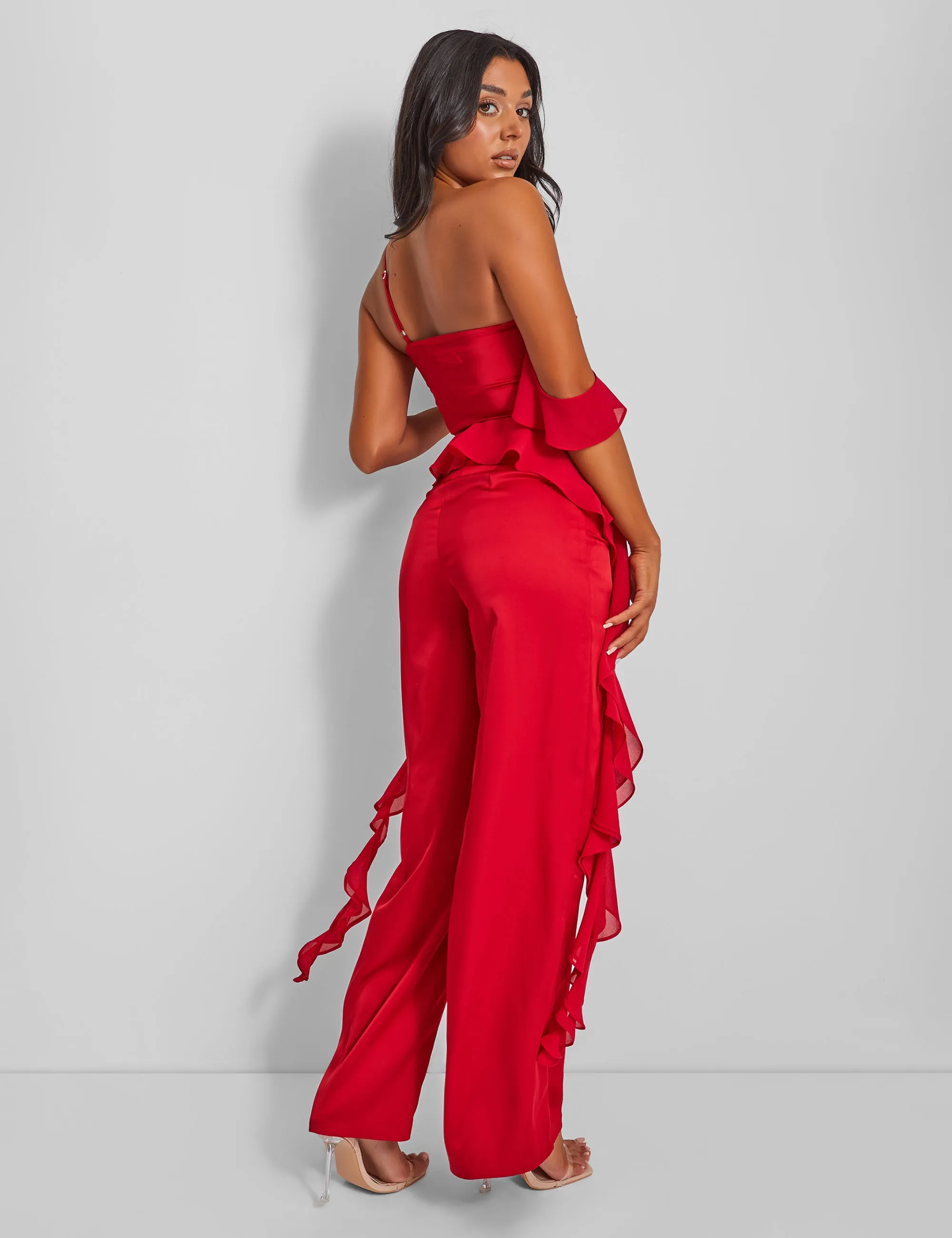 Kaiia Chiffon Ruffle Cami Top in Red sold by Public Desire product image thumbnail 4