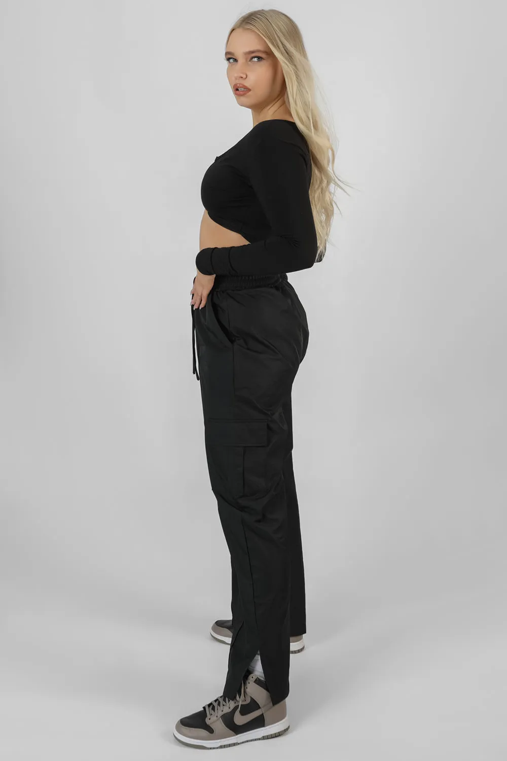 Twist Front Long Sleeve Crop Top Black sold by Public Desire product image thumbnail 2