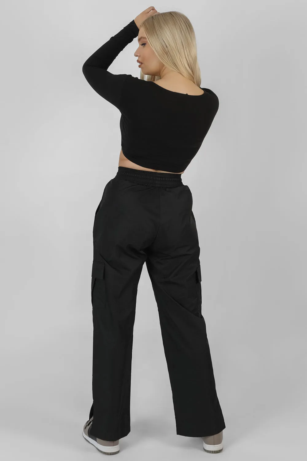 Twist Front Long Sleeve Crop Top Black sold by Public Desire product image thumbnail 3