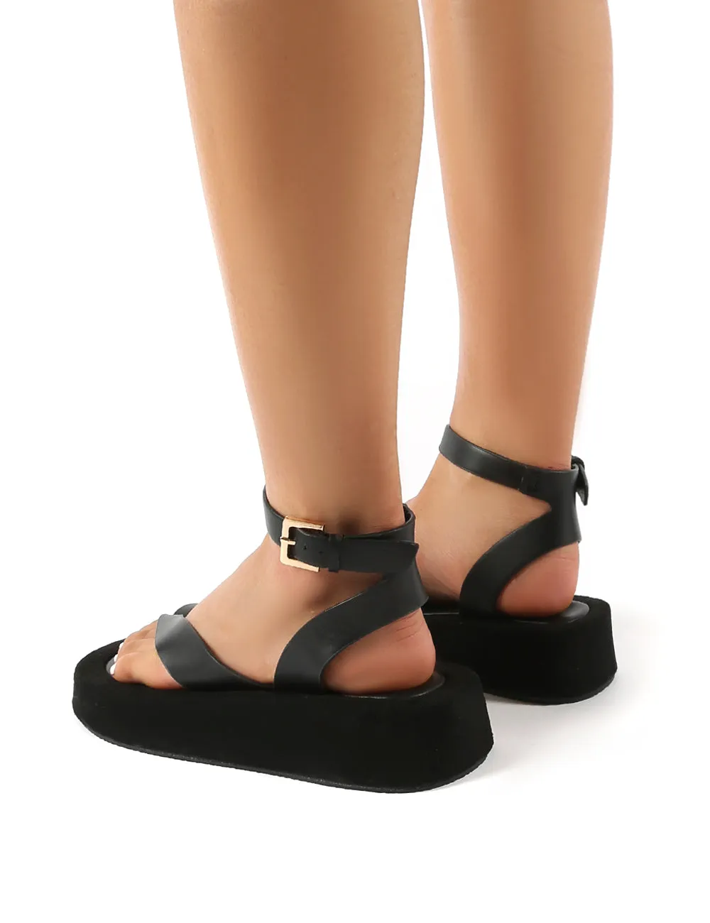 Think Black PU Toe Strap Buckle Detail Sandals sold by Public Desire product image thumbnail 2
