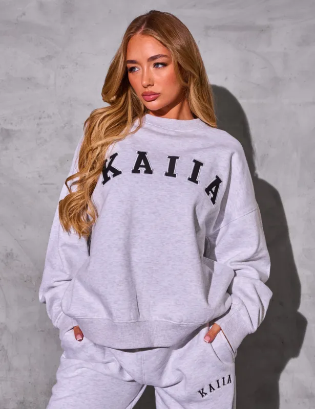 Kaiia Logo Oversized Sweatshirt Light Grey Marl & Black sold by Public Desire