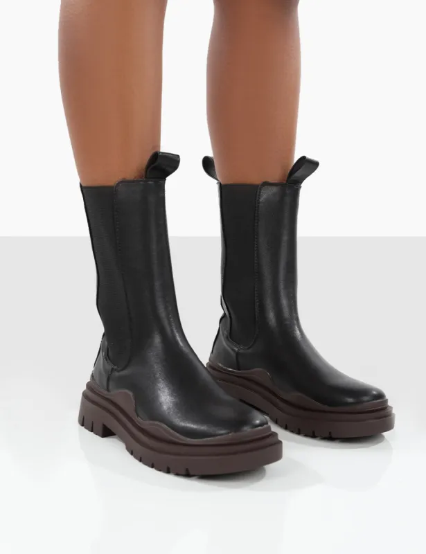 Cherry Black Chunky Sole Chelsea Ankle Boots sold by Public Desire