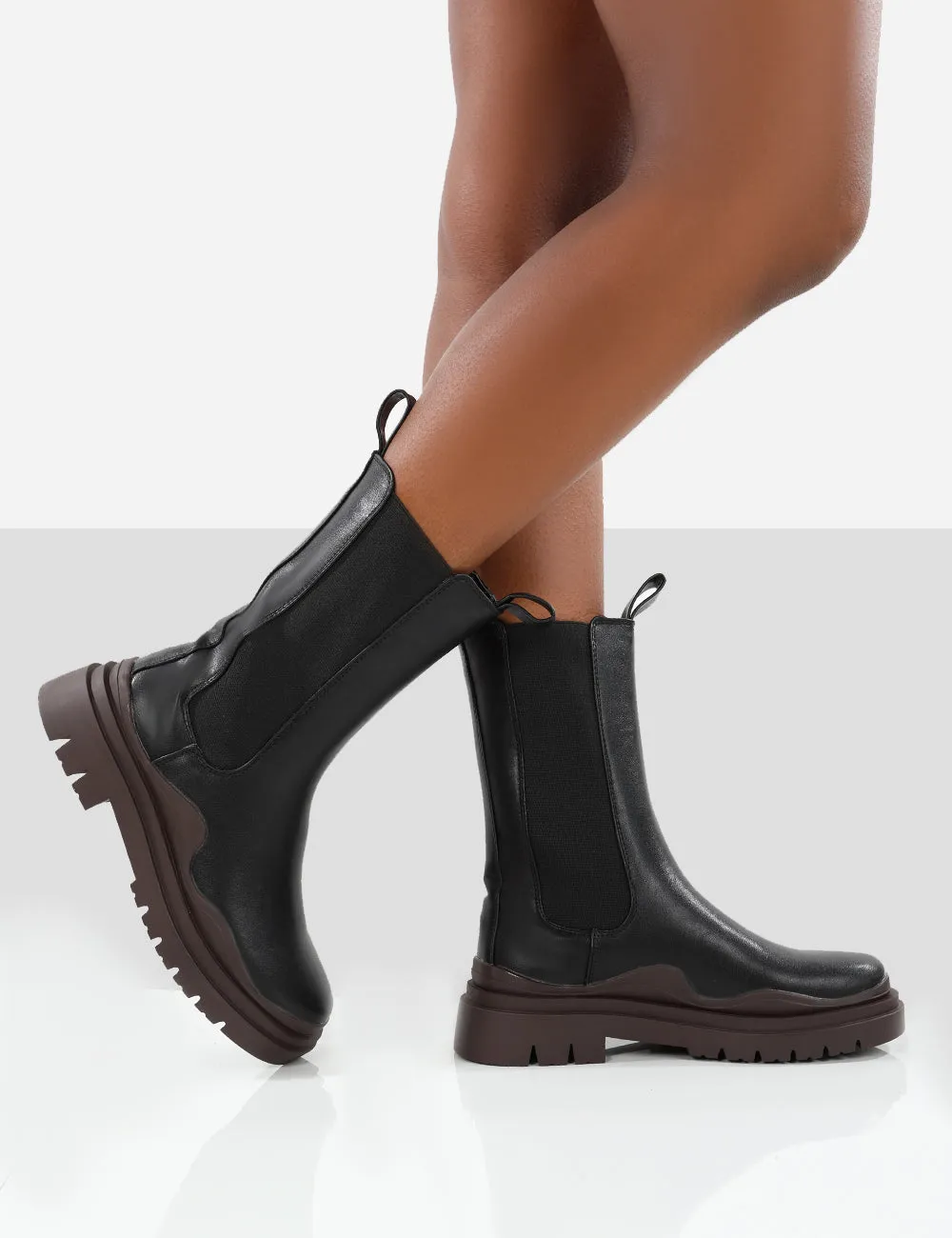 Cherry Black Chunky Sole Chelsea Ankle Boots sold by Public Desire product image thumbnail 4