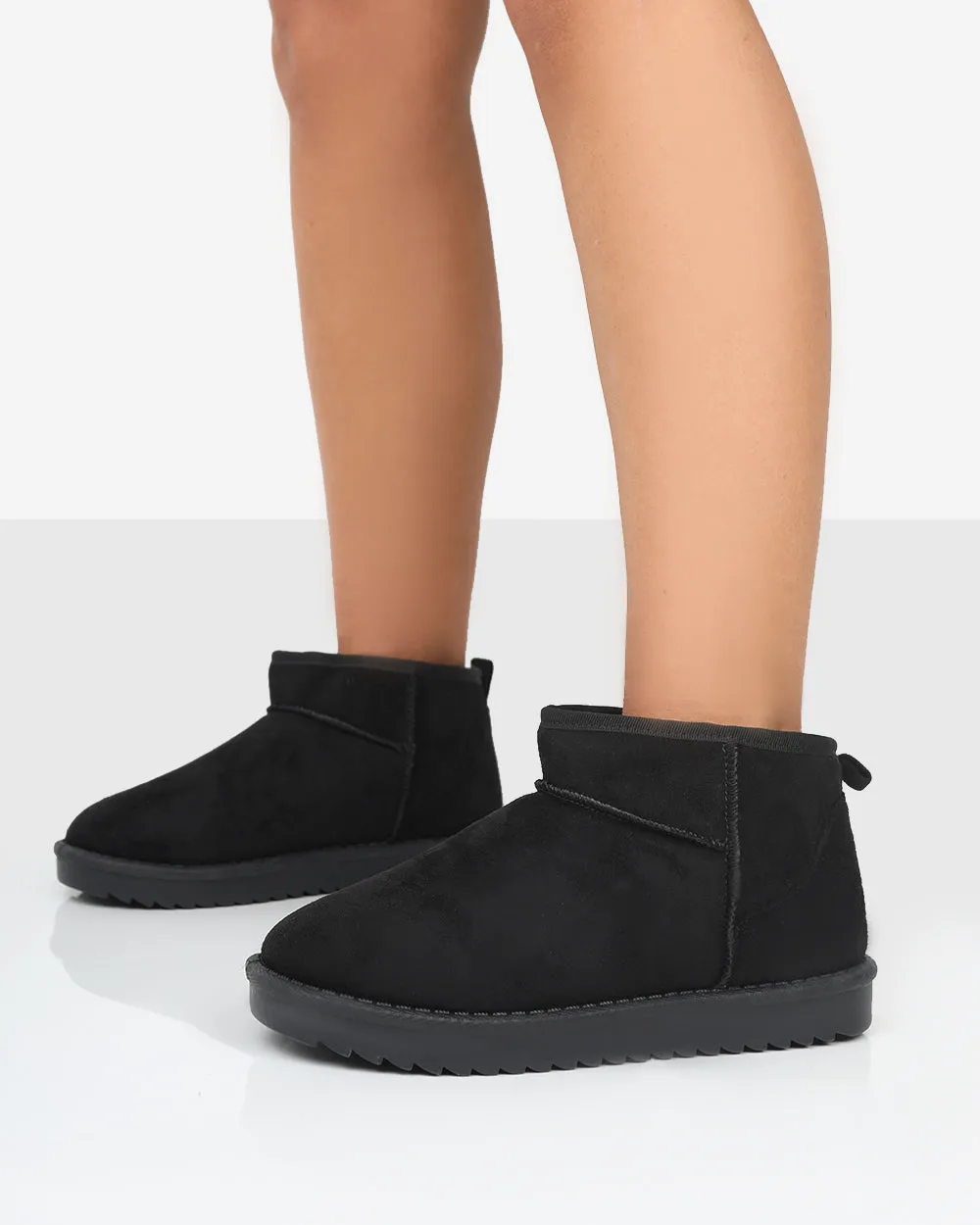 Frosty Black Faux Suede Ultra Mini Ankle Boots sold by Public Desire product image thumbnail 3