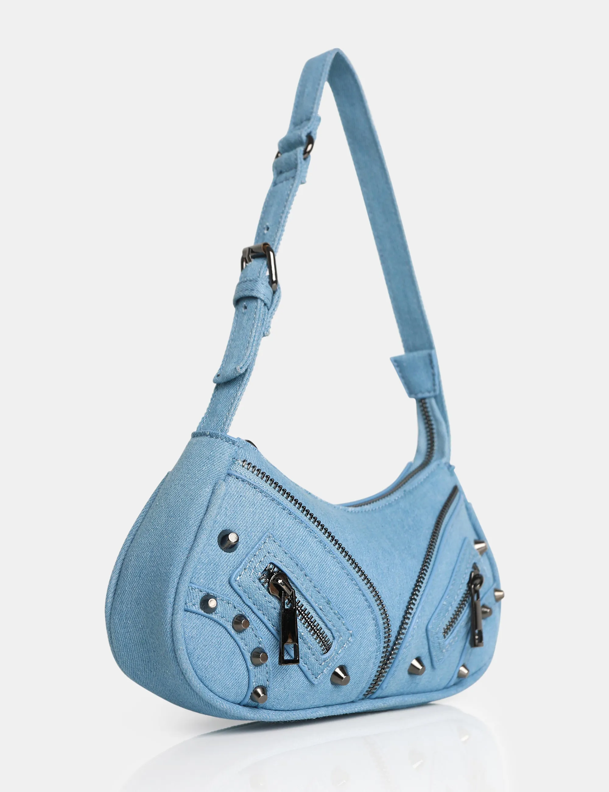 The Candice Zip Detailed Blue Denim Croc Shoulder Bag sold by Public Desire product image thumbnail 2