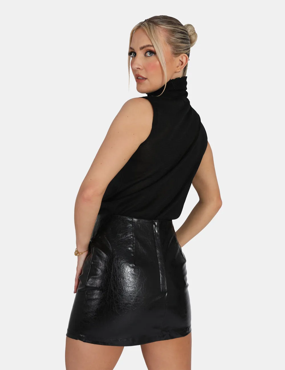 Sheer Knit Roll Neck Top In Black sold by Public Desire product image thumbnail 4