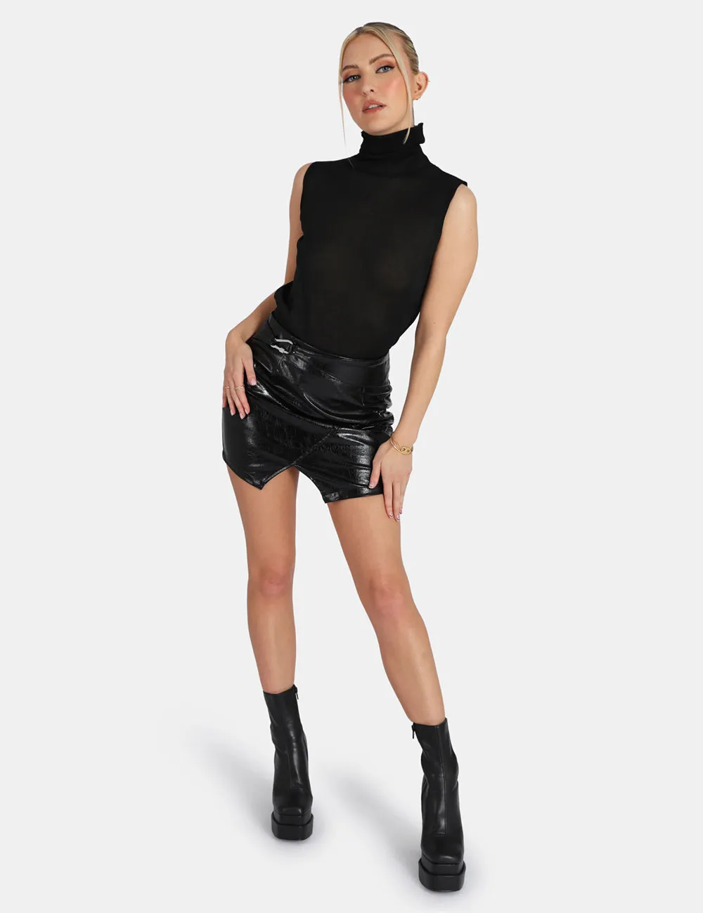 Sheer Knit Roll Neck Top In Black sold by Public Desire product image thumbnail 3