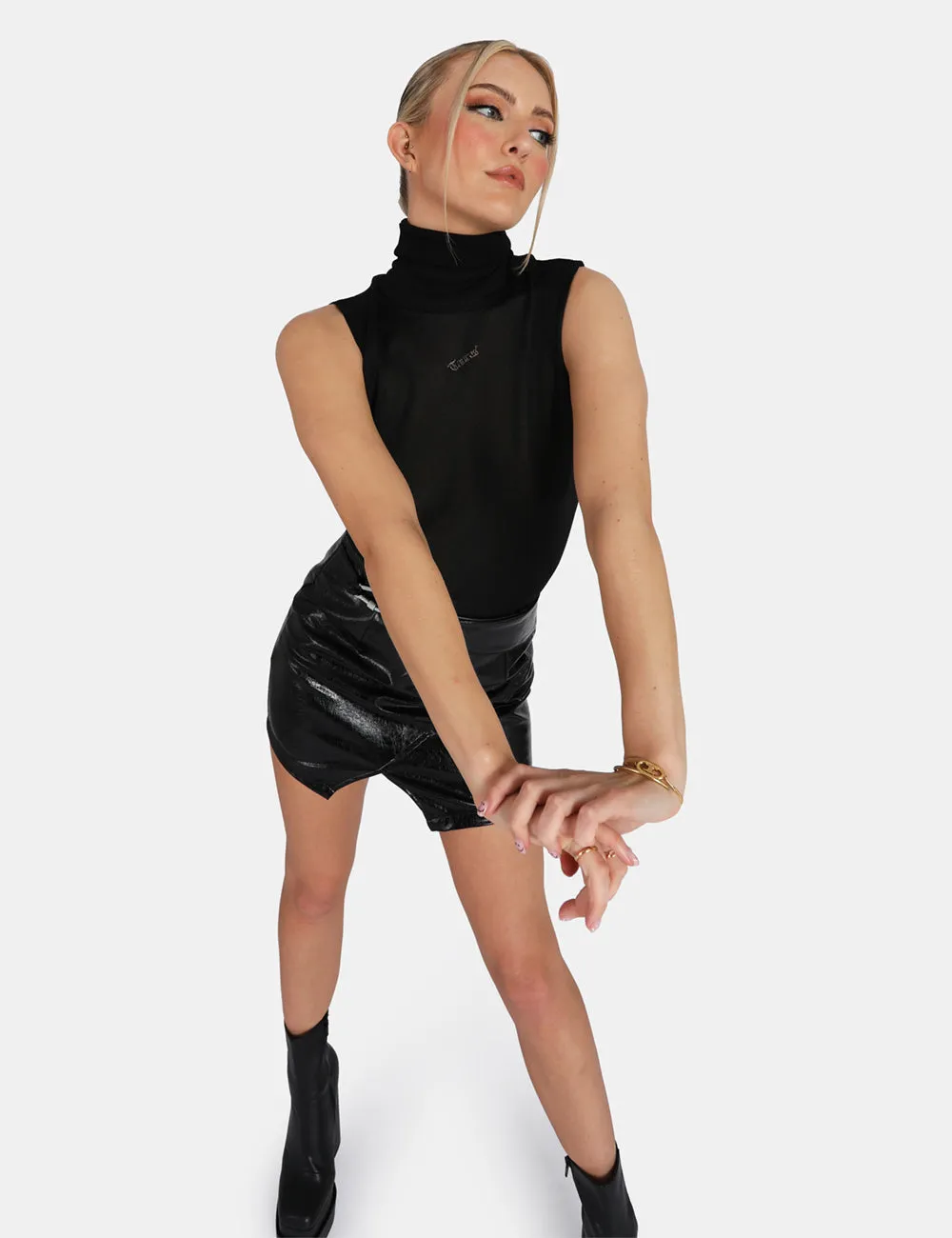 Sheer Knit Roll Neck Top In Black sold by Public Desire product image thumbnail 2