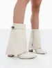 Fyre Wide Fit  Ecru Pointed Toe Block Heeled Ankle Boots sold by Public Desire