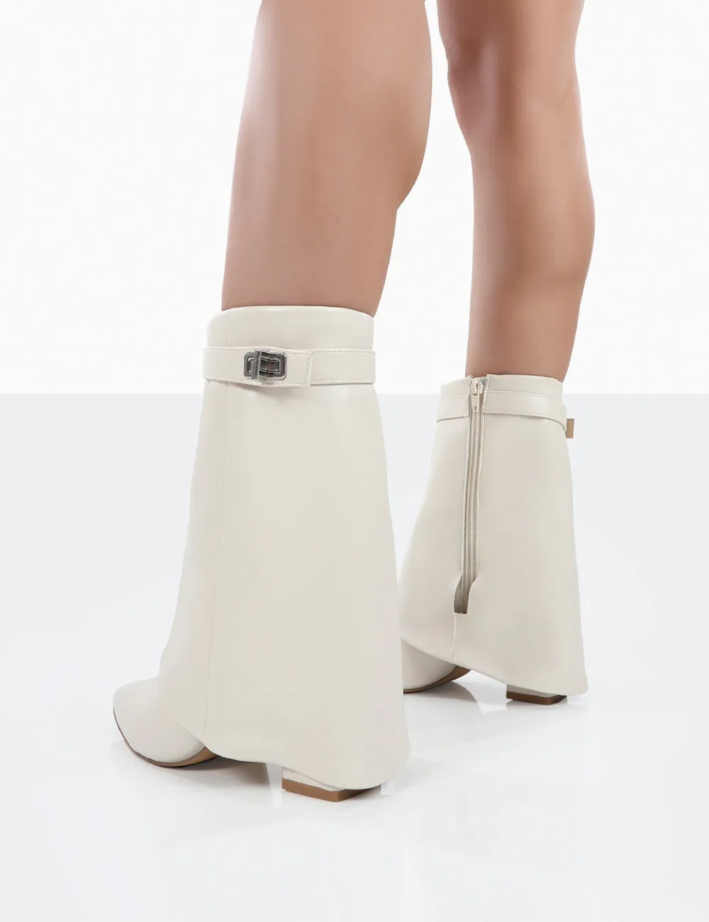 Fyre Wide Fit Ecru Pointed Toe Block Heeled Ankle Boots sold by Public Desire product image thumbnail 3