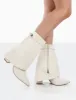 Fyre Wide Fit  Ecru Pointed Toe Block Heeled Ankle Boots sold by Public Desire