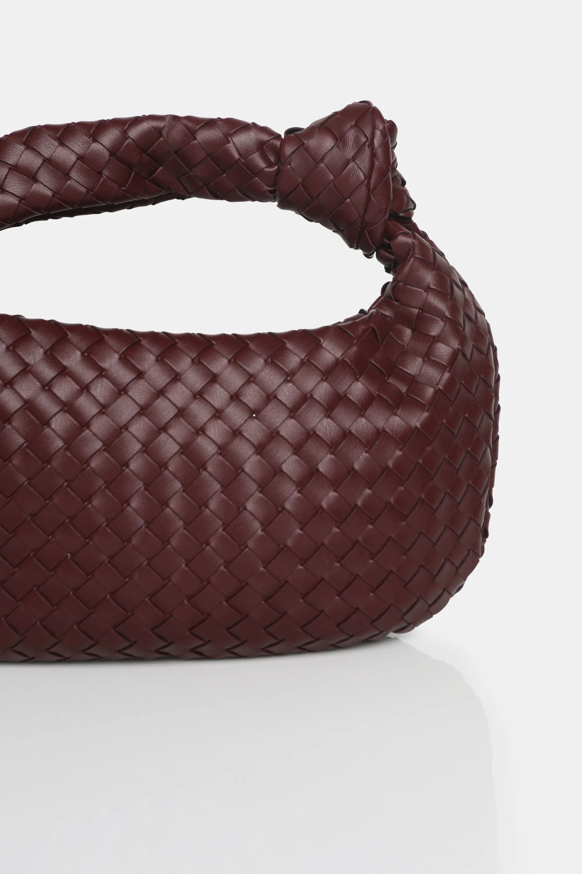 The Blame Burgundy Woven PU Knot Detail Mini Grab Bag sold by Public Desire product image thumbnail 3