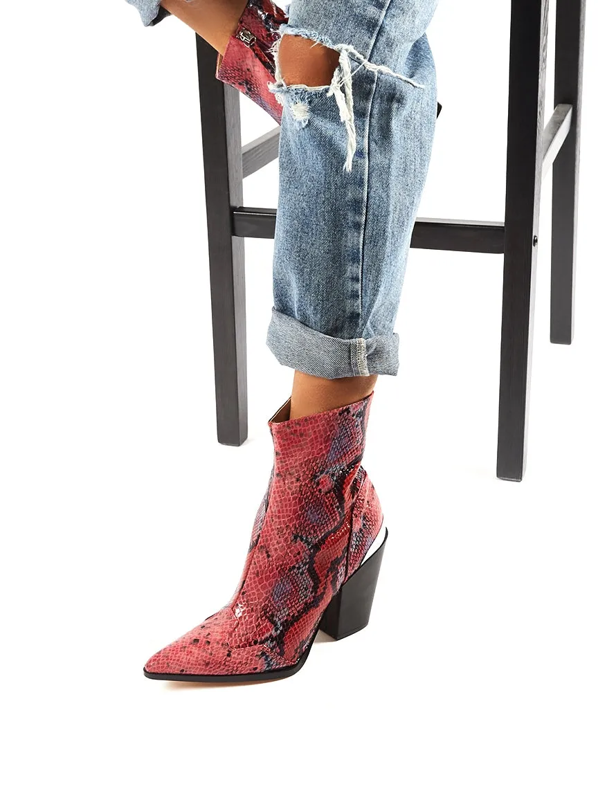 Heidi Snakeskin Block Heeled Western Ankle Boots sold by Public Desire product image thumbnail 2