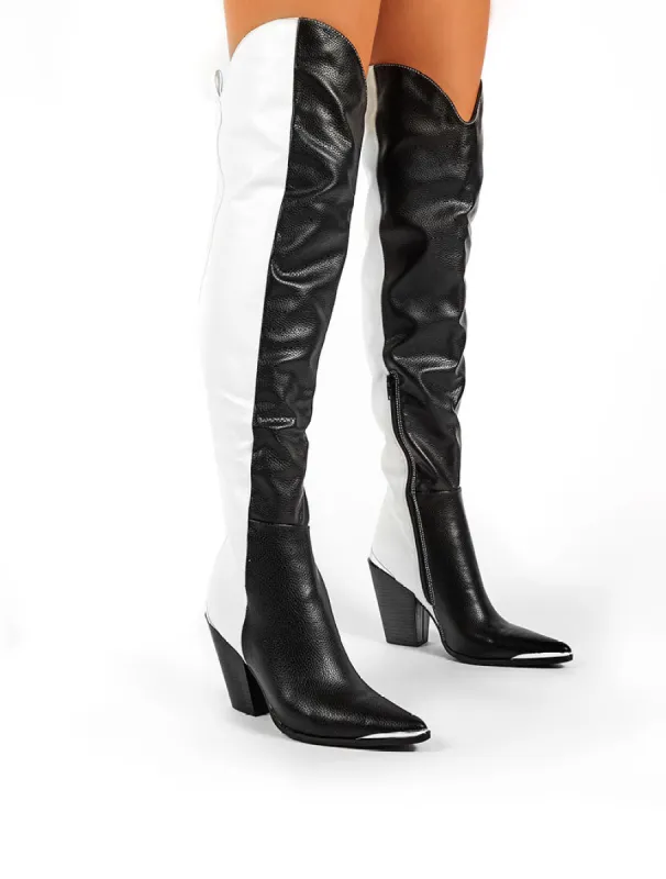 Honor Mono Western Block Heeled Knee High Boots sold by Public Desire