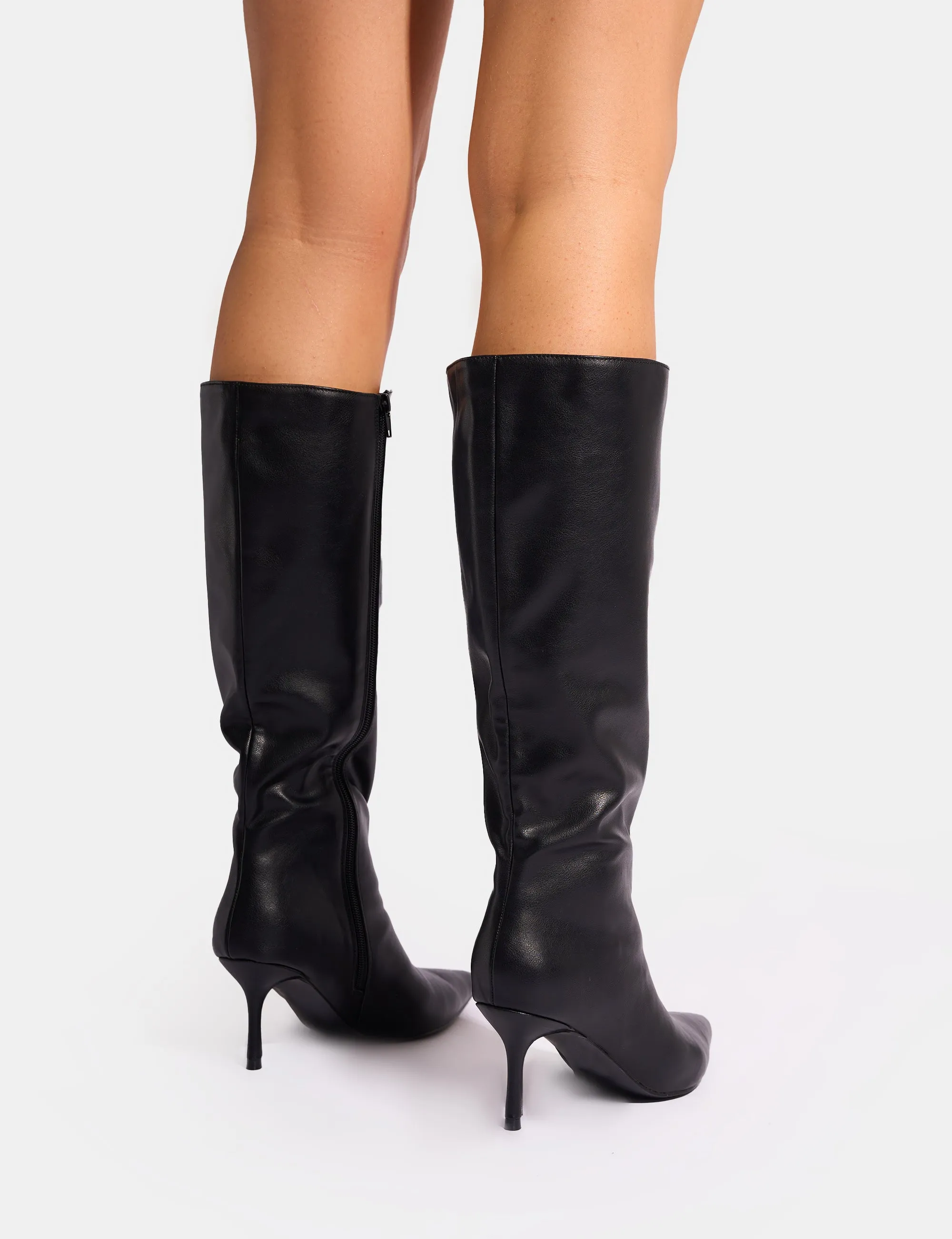 Amped Black Pointed Toe Mid Heel Knee High Boots sold by Public Desire product image thumbnail 3