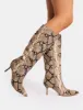Amped Snake Pointed Toe Mid Heel Knee High Boots sold by Public Desire