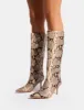 Amped Snake Pointed Toe Mid Heel Knee High Boots sold by Public Desire
