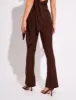 Knot Detail Tie Side Luxe Slinky Trousers Chocolate sold by Public Desire