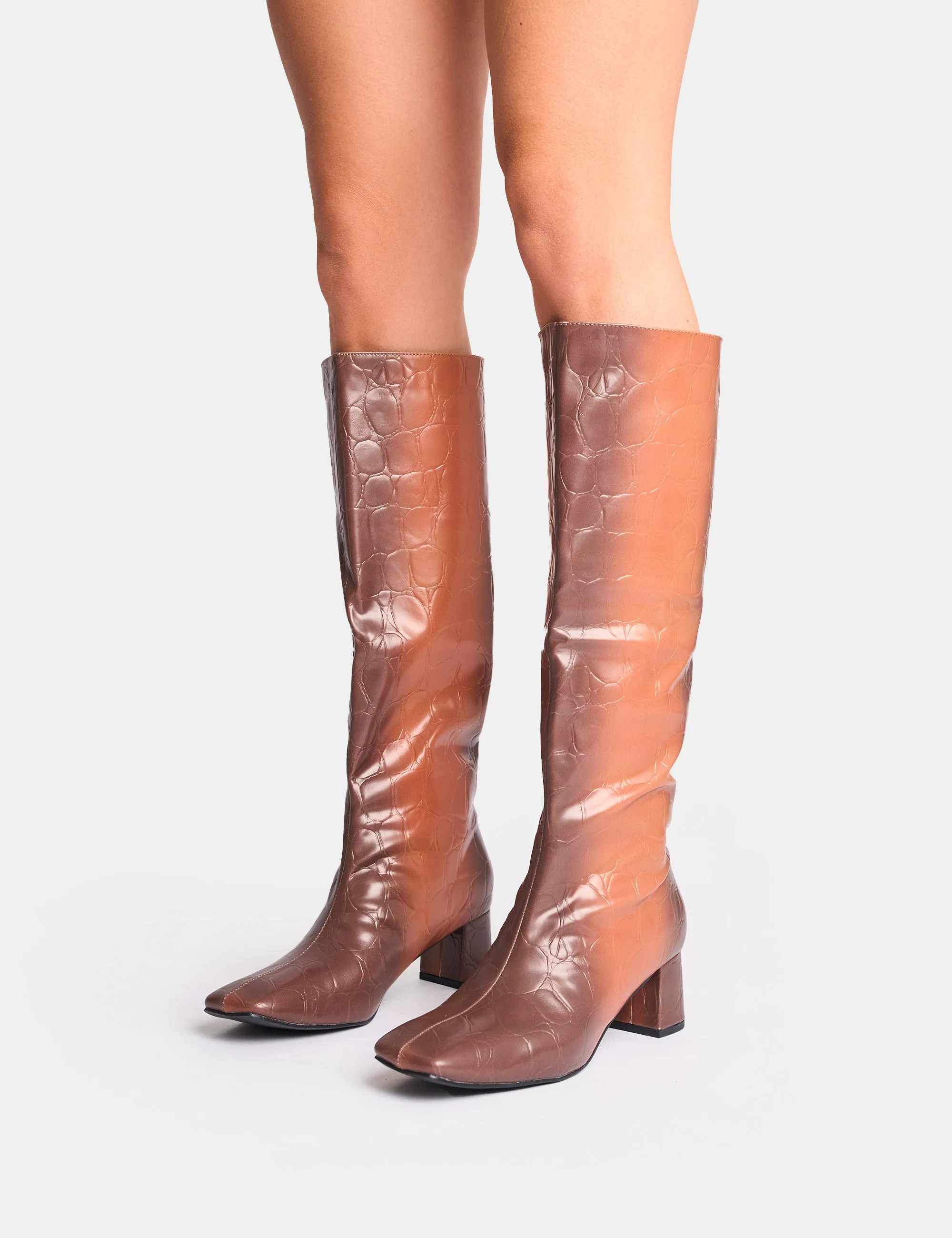 Tamira Brown Ombre Block Heel Knee High Boots sold by Public Desire product image thumbnail 4