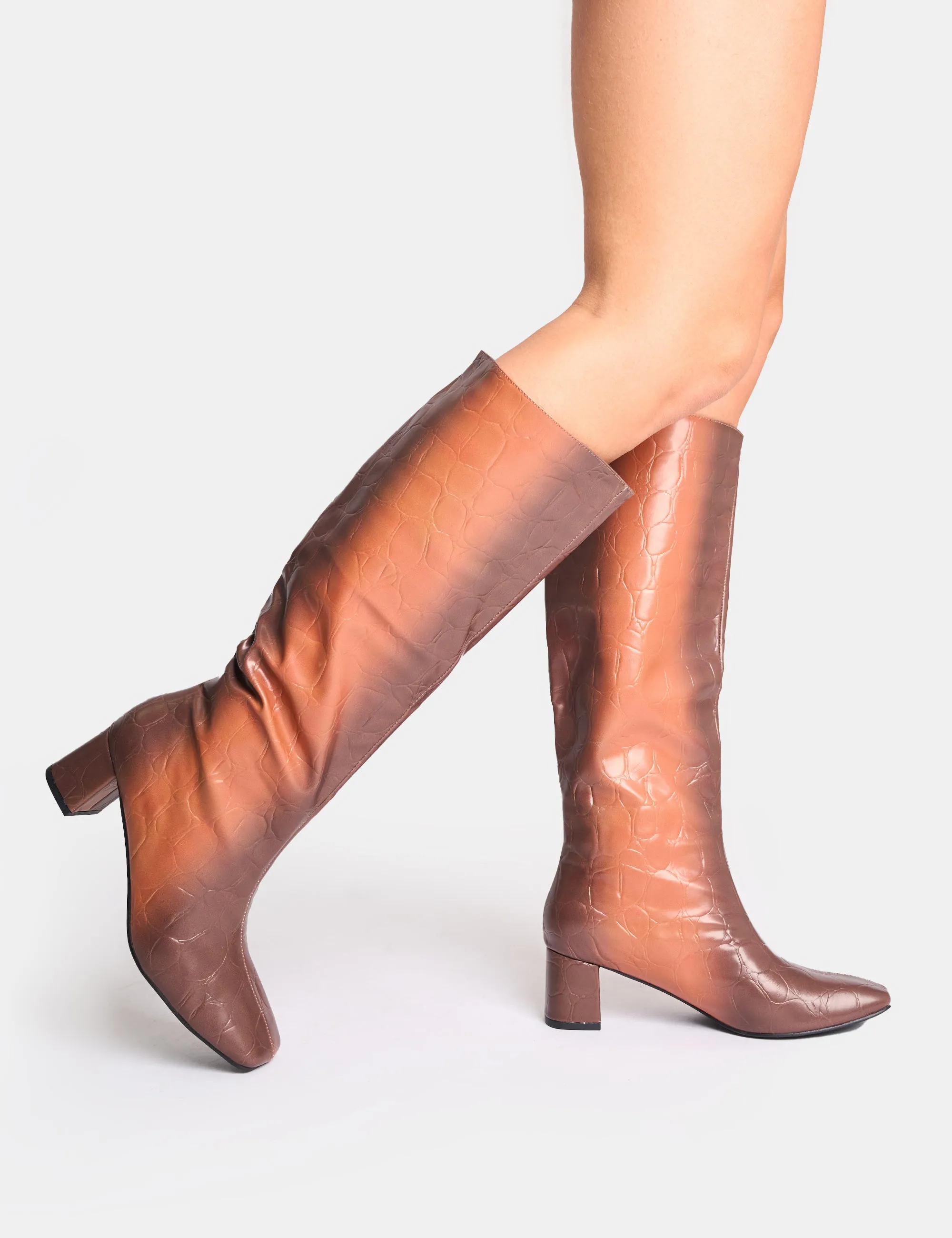 Tamira Brown Ombre Block Heel Knee High Boots sold by Public Desire product image thumbnail 2
