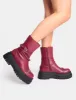 Odessa Burgundy Multi Strap Detail Chunky Sole Ankle Boots sold by Public Desire