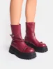 Odessa Burgundy Multi Strap Detail Chunky Sole Ankle Boots sold by Public Desire