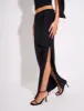 Knot Detail Luxe Slinky Maxi Skirt Black sold by Public Desire