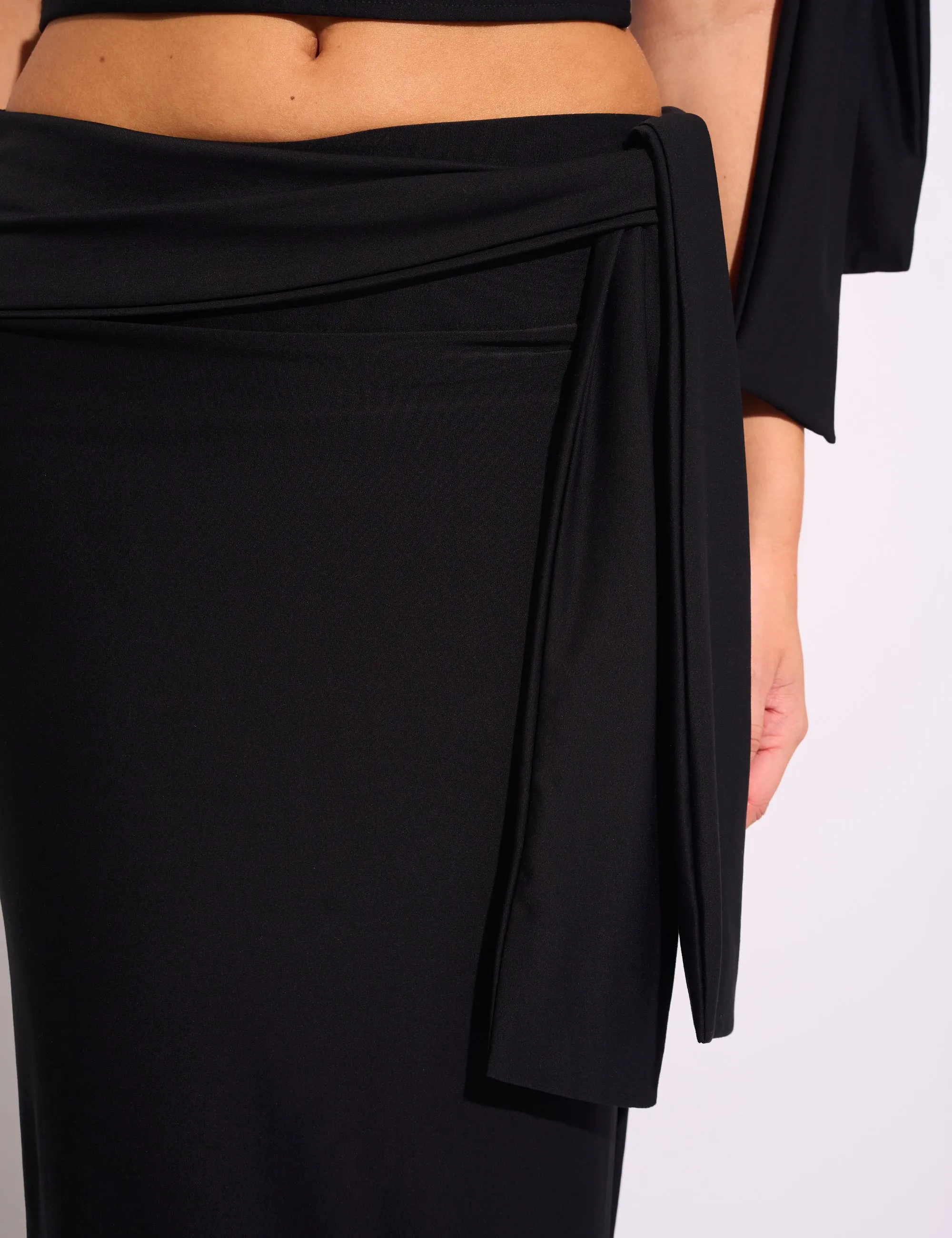 Knot Detail Luxe Slinky Maxi Skirt Black sold by Public Desire product image thumbnail 4