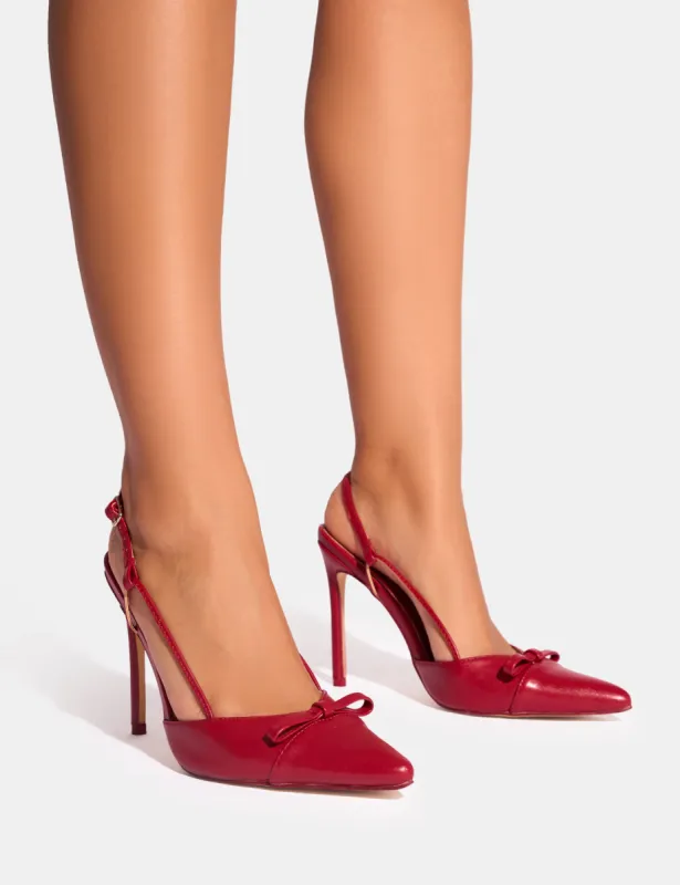 Ginni Red Bow Detail Sling Back Court Heels sold by Public Desire
