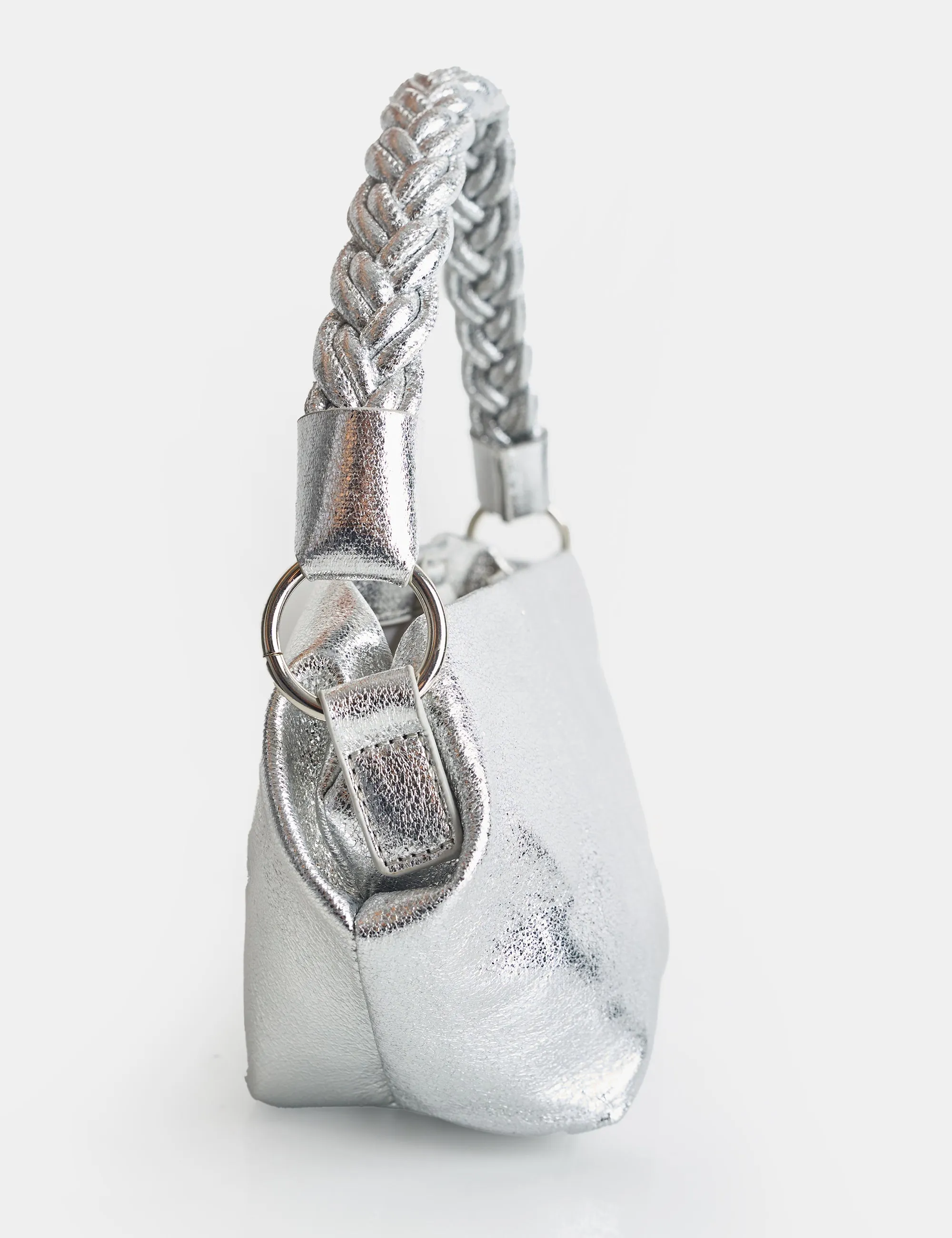 Lillian Cracked Silver Woven Strap Shoulder Bag sold by Public Desire product image thumbnail 2