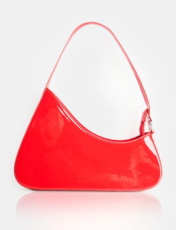 Morgan Red Patent Asymmetric Shoulder Bag sold by Public Desire