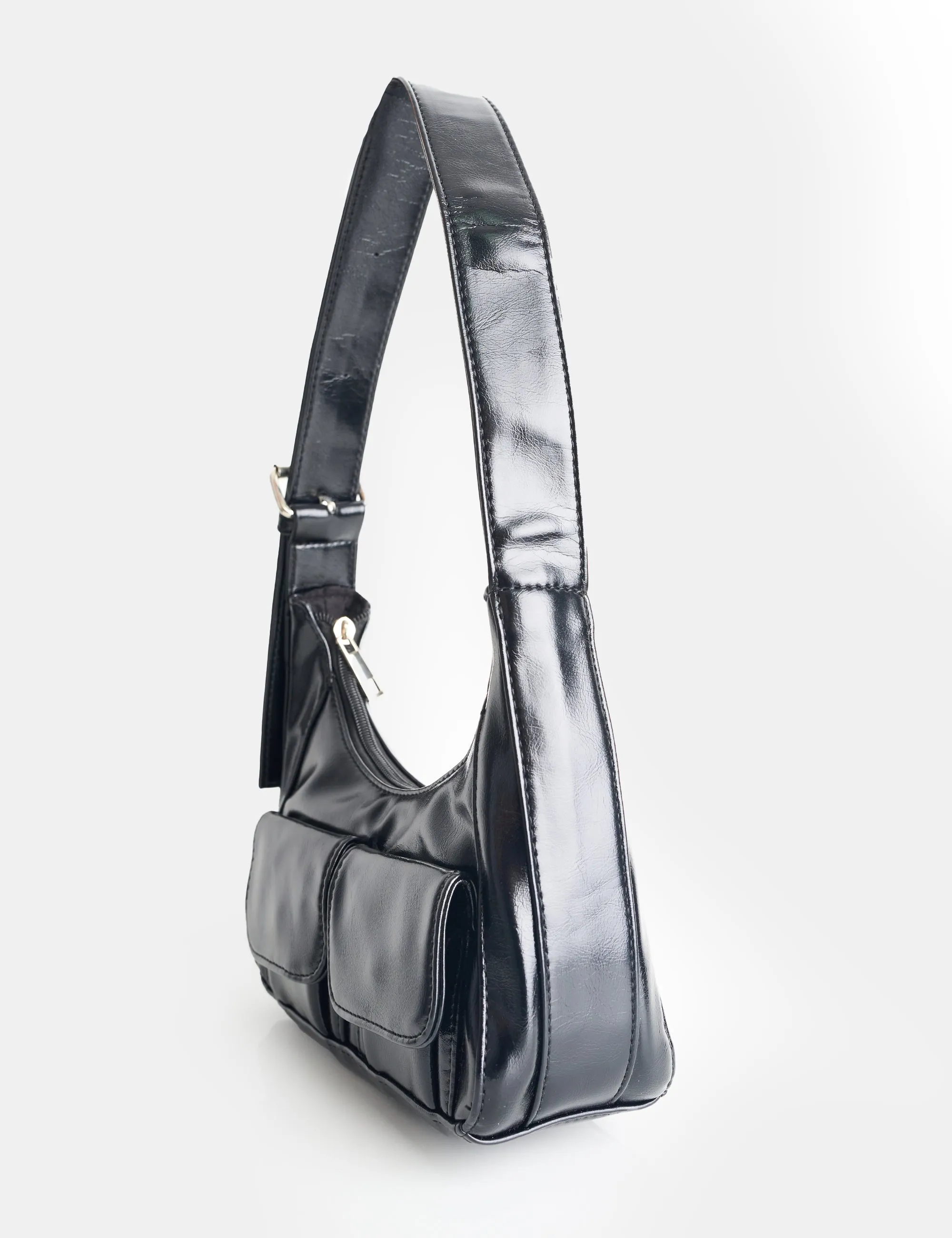 Ronda Black Pocket Detail Shoulder Bag sold by Public Desire product image thumbnail 2