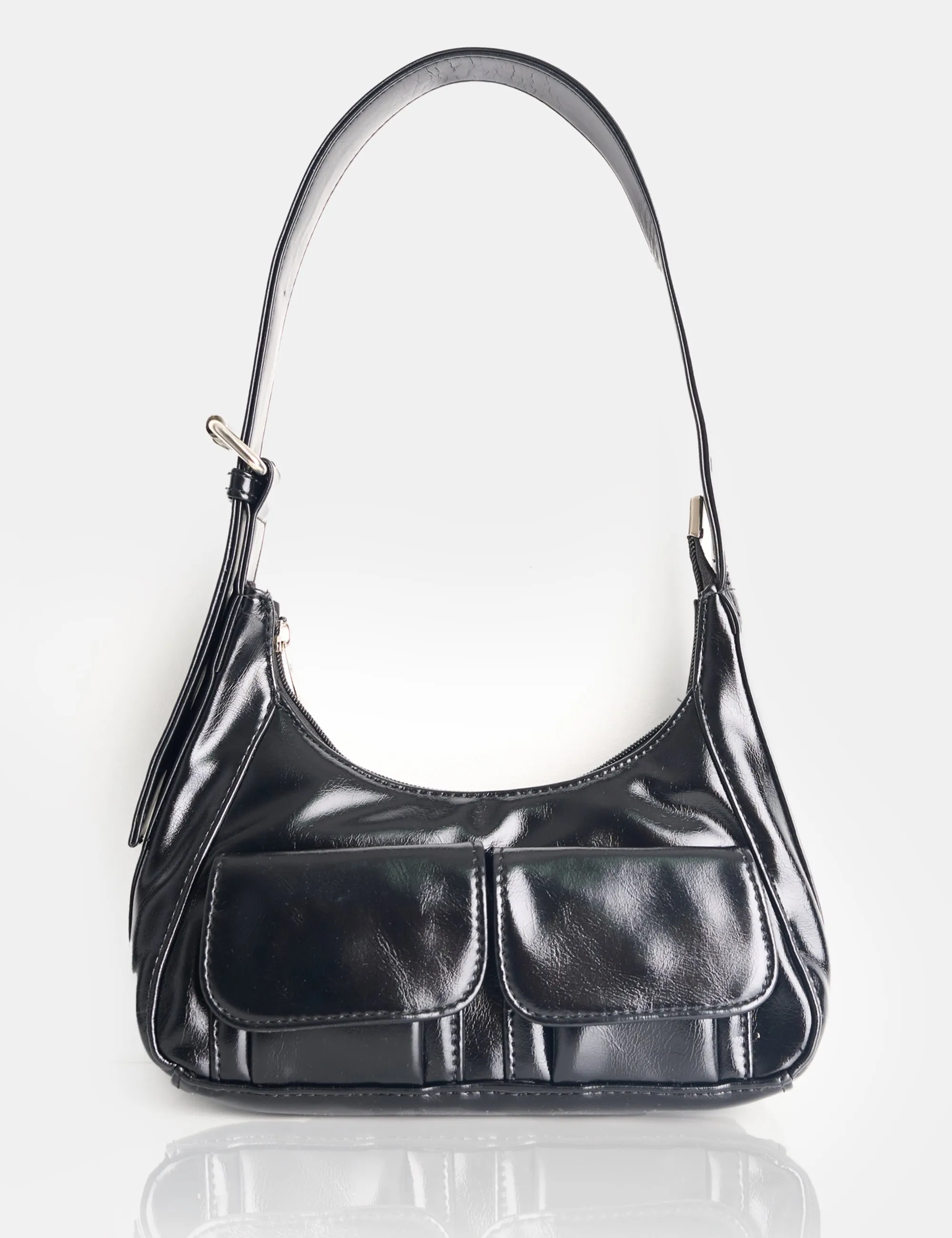 Ronda Black Pocket Detail Shoulder Bag sold by Public Desire