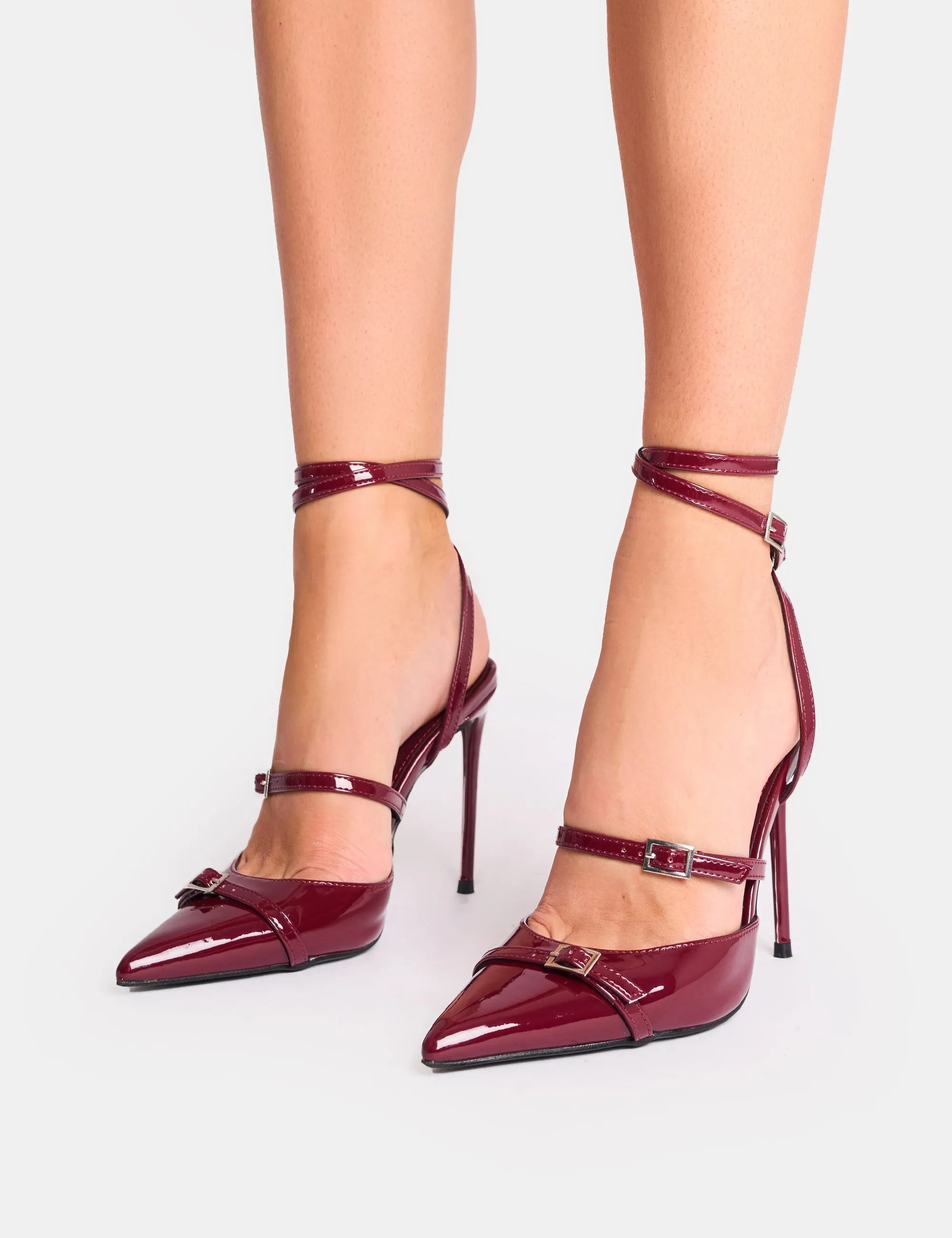 Viper Burgundy Three Strap Buckle Detail Court Heels sold by Public Desire product image thumbnail 4