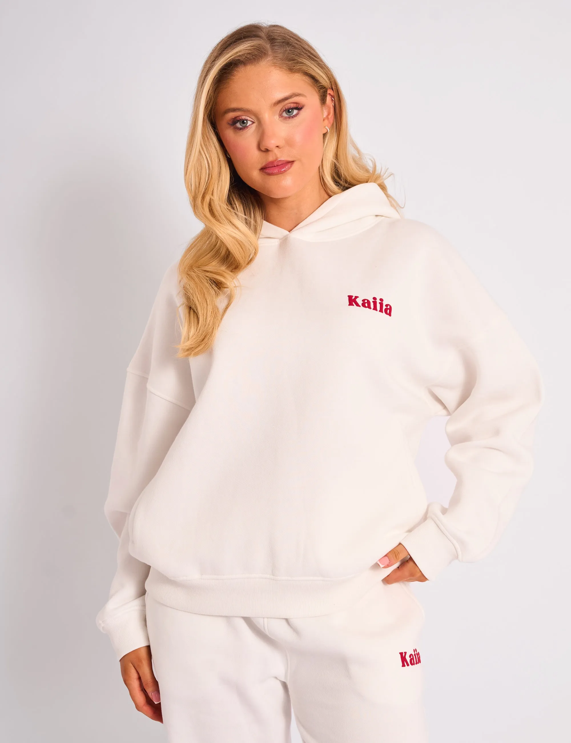 Kaiia Studio Cherry Graphic Oversized Hoodie Cream & Red sold by Public Desire product image thumbnail 2