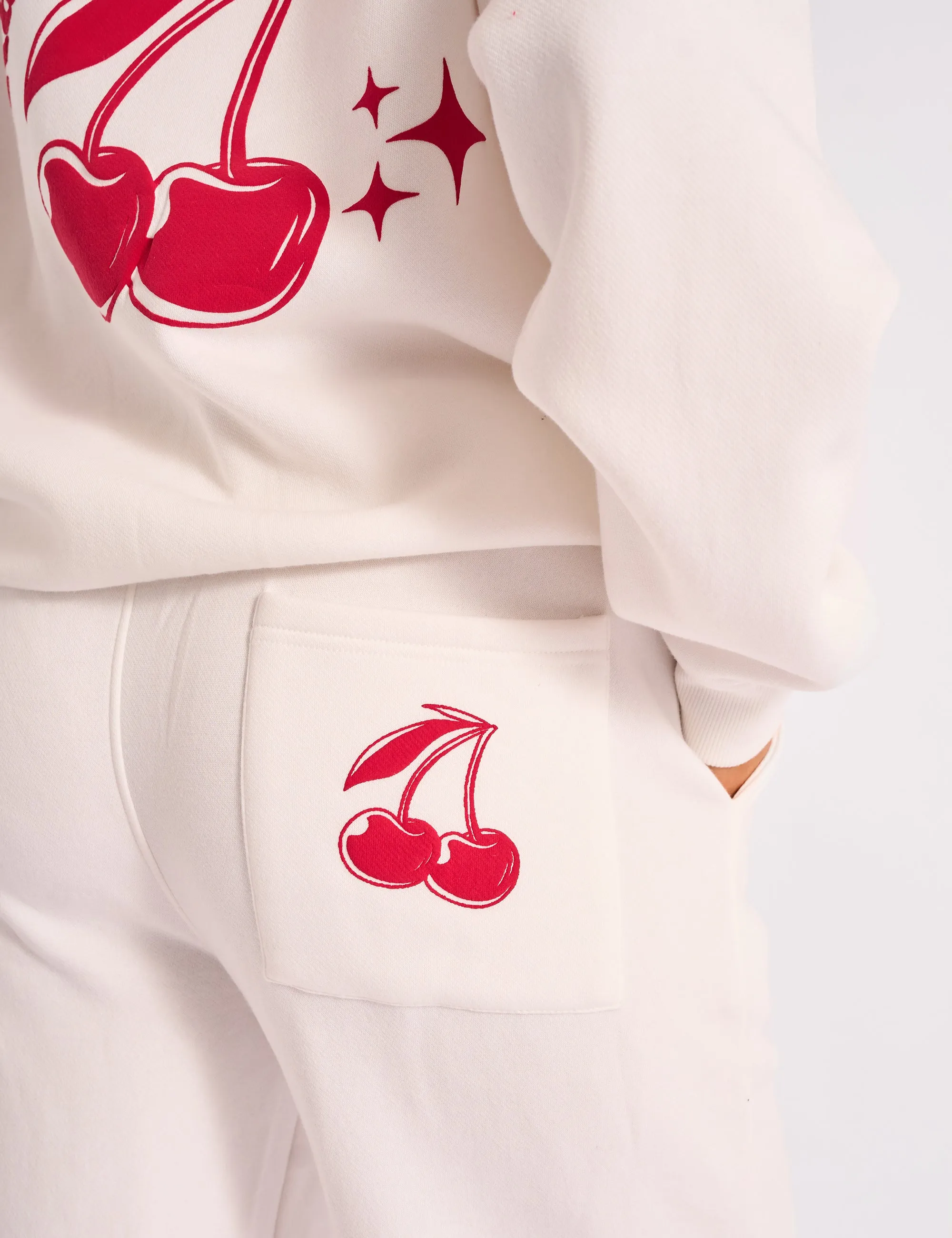 Kaiia Cherry Wide Leg Joggers Cream & Red sold by Public Desire product image thumbnail 4