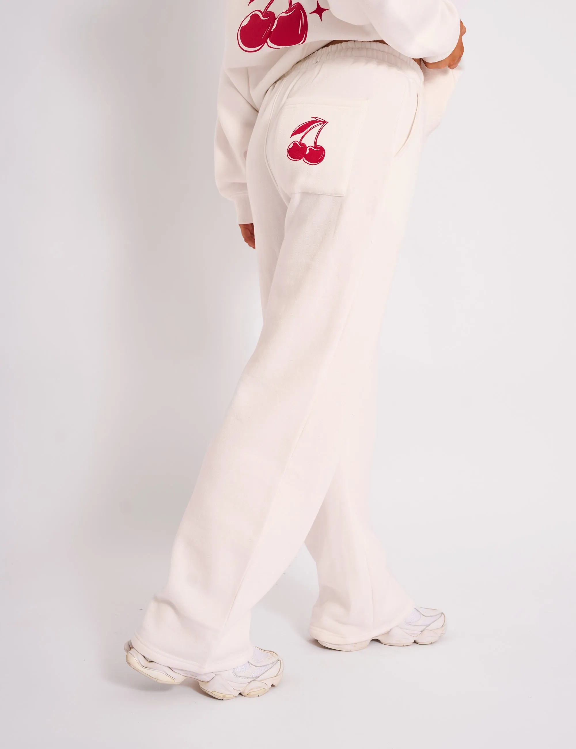 Kaiia Cherry Wide Leg Joggers Cream & Red sold by Public Desire product image thumbnail 3