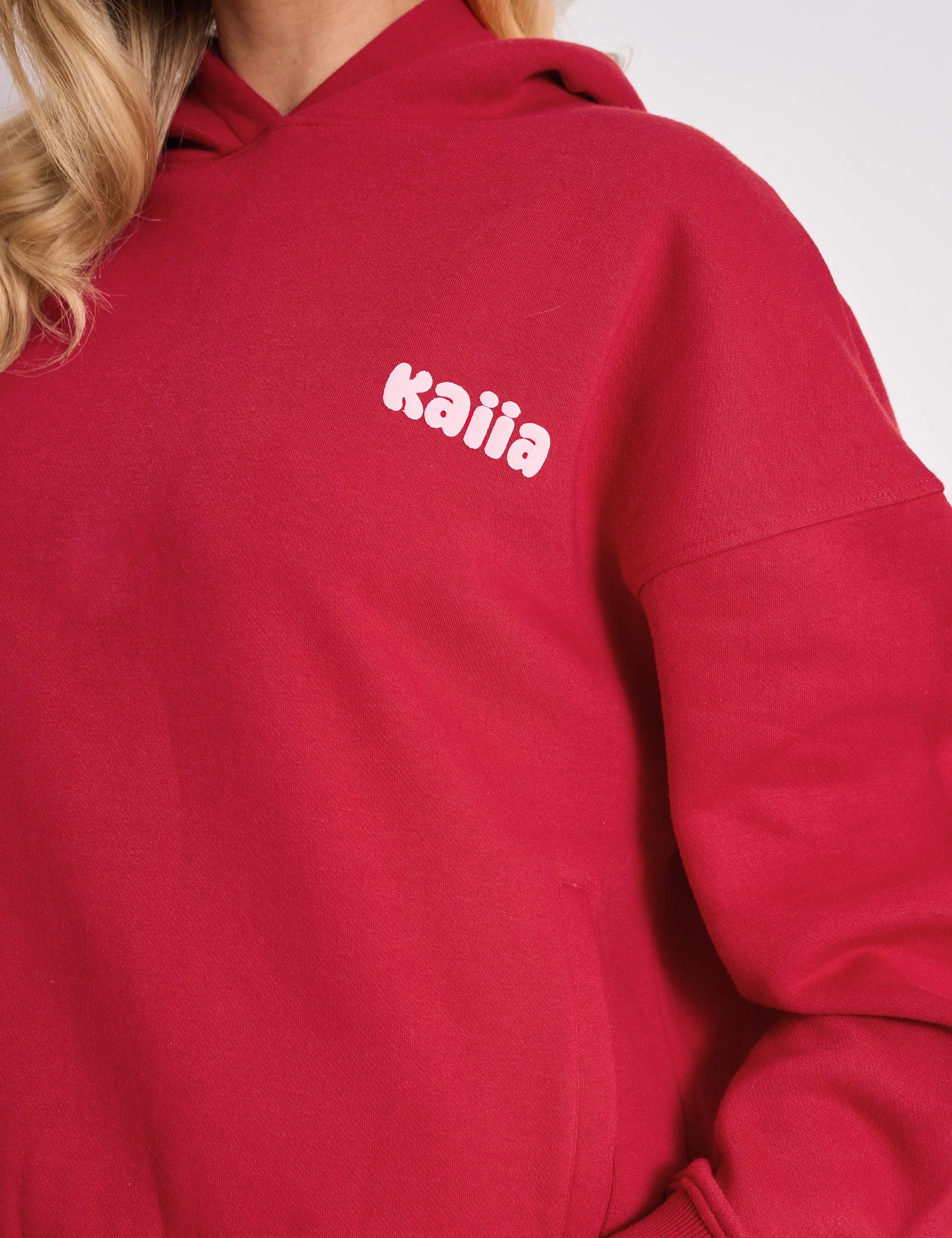 Kaiia Studio Cherry Graphic Oversized Hoodie Red & Pink sold by Public Desire product image thumbnail 3