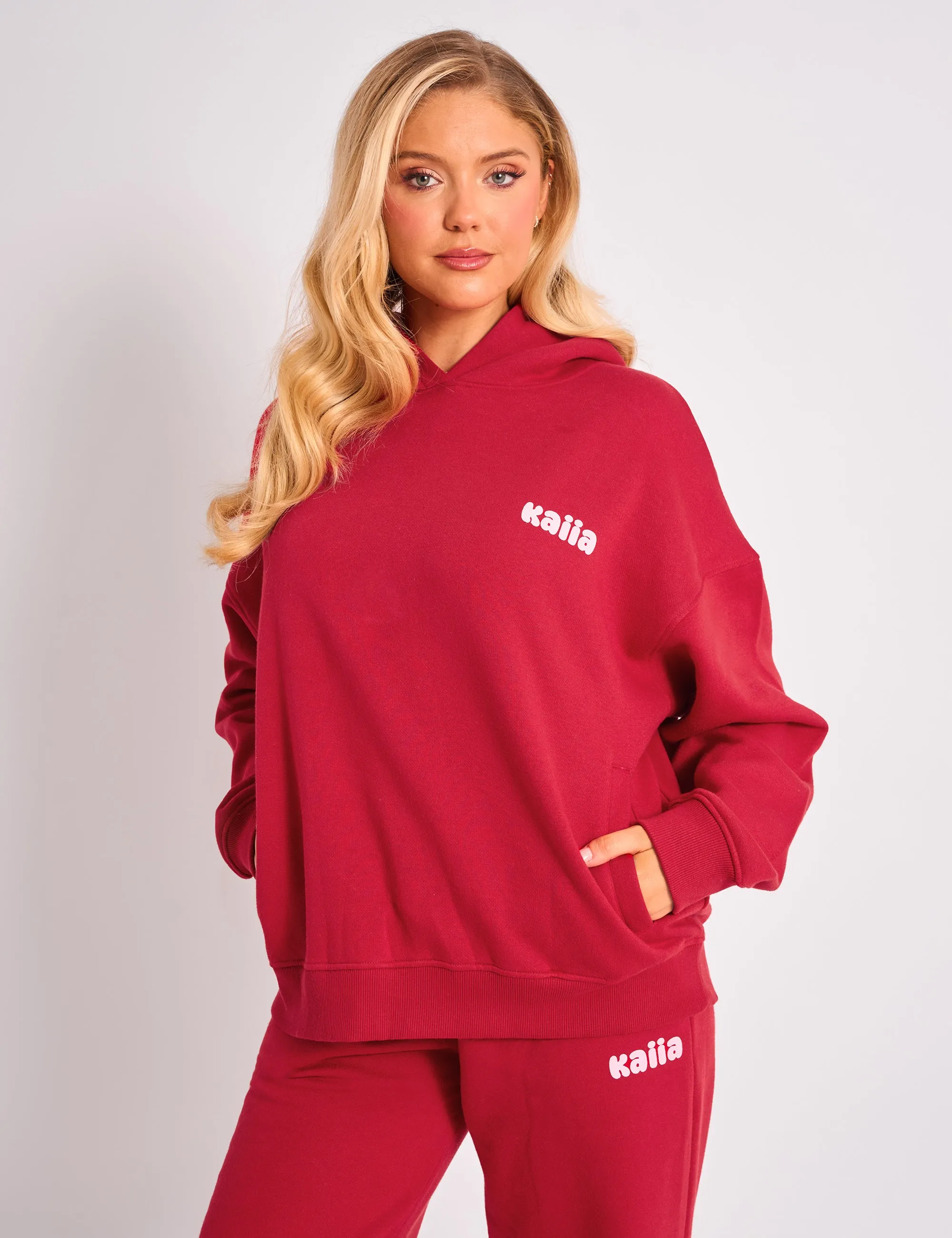 Kaiia Studio Cherry Graphic Oversized Hoodie Red & Pink sold by Public Desire product image thumbnail 2