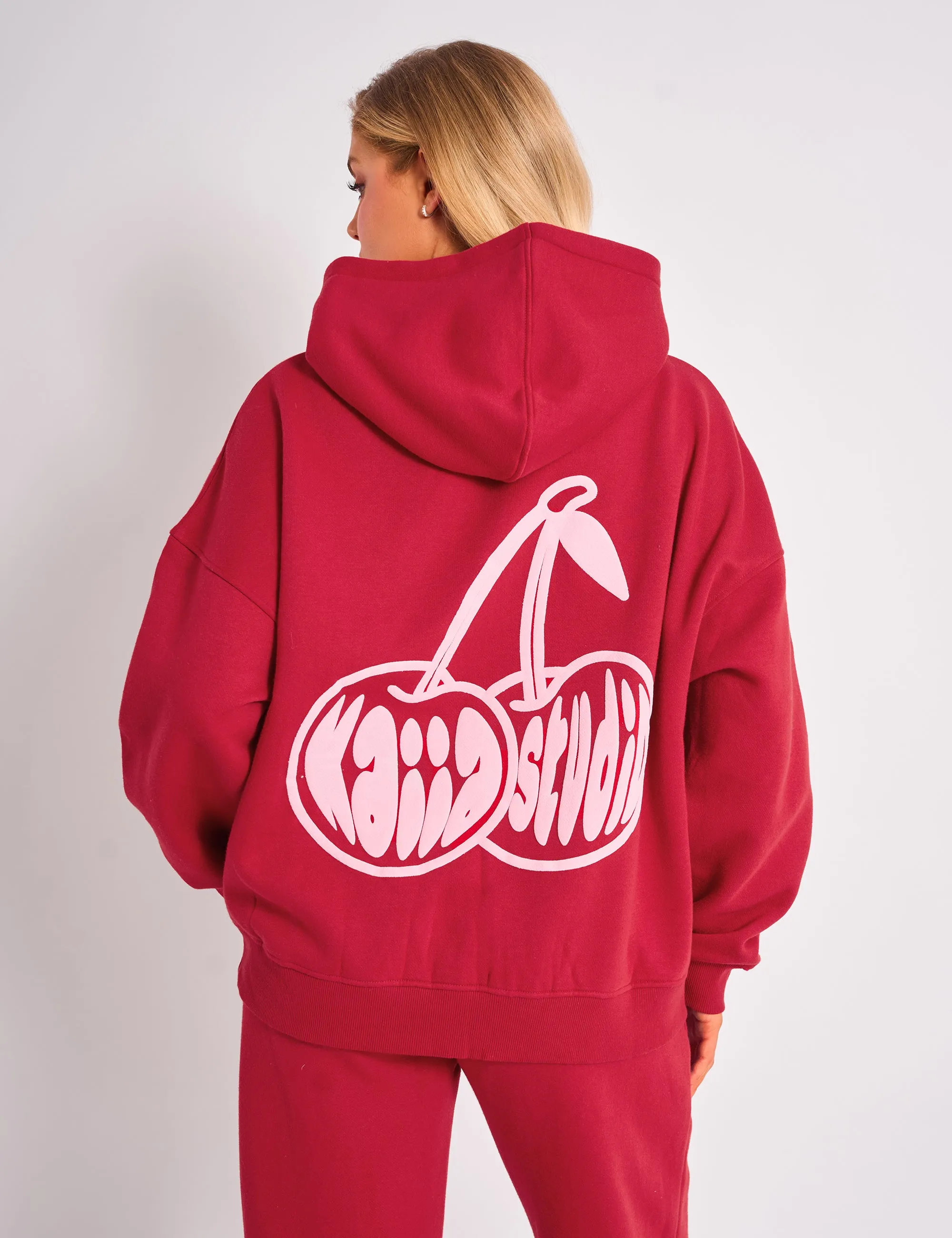 Kaiia Studio Cherry Graphic Oversized Hoodie Red & Pink sold by Public Desire