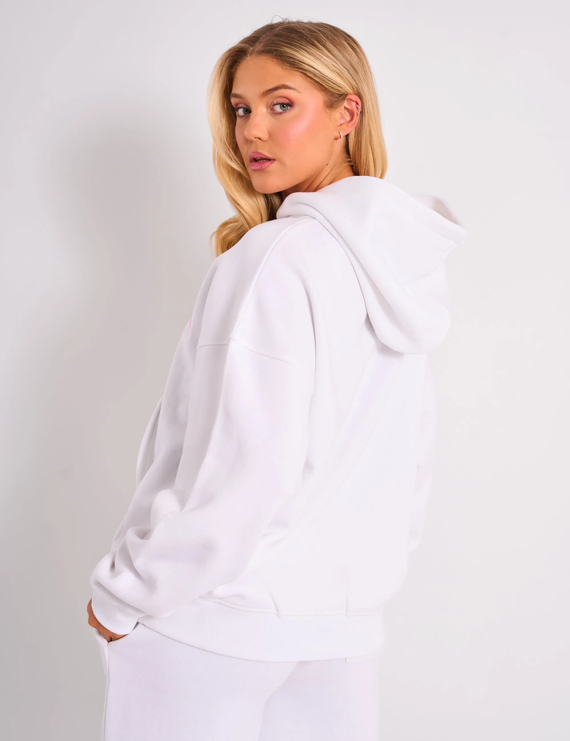 Kaiia Bow Embroidered Oversized Hoodie White & Pink sold by Public Desire product image thumbnail 2