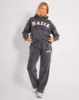 Kaiia Slogan Oversized Hoodie Washed Dark Grey & Pink sold by Public Desire